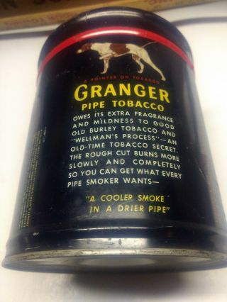 Vintage GRANGER Pipe Tobacco Tin Rough Cut Pointer Dog Advertising Can Dog 6 