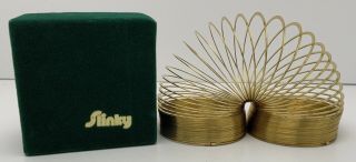 Vintage Slinky Gold Brass Limited Edition Green Felt Box