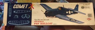 Vintage 1963 Comet Grumman F6f Hellcat Ww2 Warplane Balsa Model Kit