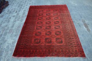 F1098 Vintage Handmade Afghan Turkoman Filpai Stunning Area Wool Rug 6 