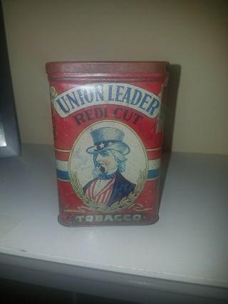 Early Union Leader Redi Cut Tobacco Pocket Tin Uncle Sam Usa