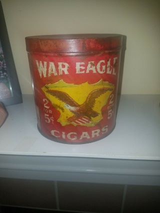Early War Eagle Cigar Tobacco Tin 2 For 5 Cents Version Great Graphics Humidor