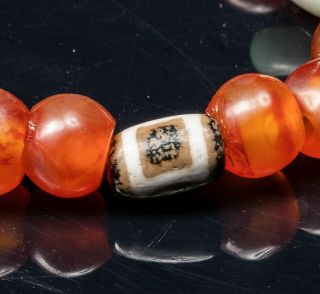 19th Chinese/Tibetan Antique Diz Agate & Jadeite Prayer Beads 3