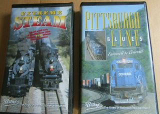 Train Videos (2) Vhs Pittsburgh Blues Line Farewell To Conrail,  Extreme Steam