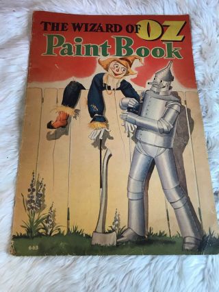 Vintage Antique Coloring & Story Book Whitman 1939 Wizard Of Oz Paint Book Rare
