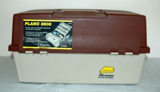 Plano 8606 Vintage Fishing Tackle Hardware Tool Box Six Trays Adjustable