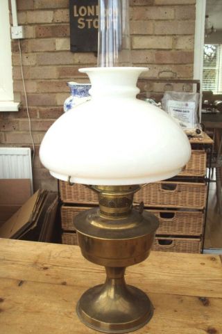 Vintage Aladdin Number 23 Large Oil Lamp With Chimney & Opaline Glass Shade.