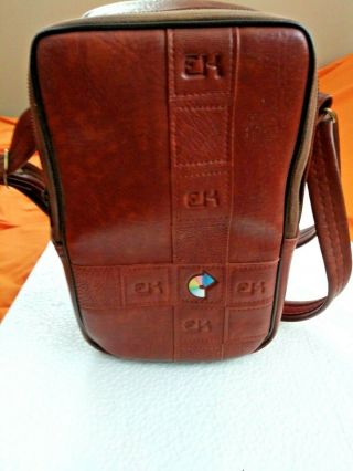 Vtg Kodak Camera Bag Case Brown Leather Made In Usa Photography Bag 10 " X 7 " X 5 "