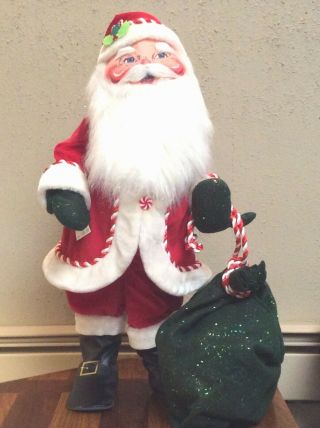 Annalee Mobilitee Doll Vintage Christmas Peppermint Santa Large 30 Inch