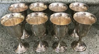 Set Of 8 Alvin Sterling Silver Goblets S249 925 Cup 6 5/8” 8 Oz Wine Water