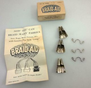 Vintage Braid - Aid 3 Way Fabric Folders/rug Braiding Tools W/ Instruction Book