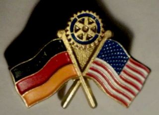 Rare Vintage German Usa Lapel Pin Badge Flags Friendship Wuppertal