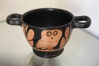 ANCIENT GREEK RED FIGURE POTTERY OWL SKYPHOS 4th CENTURY BC WINE CUP 2