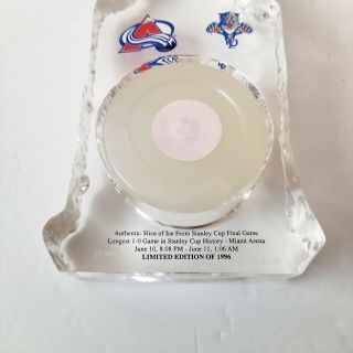 RARE AUTHENTIC SLICE OF ICE FROM LONGEST STANLEY CUP FINALS GAME IN HISTORY 1996 2