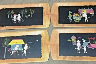 Vintage 1952 Trays Set Of 4 The Romance Of Fifi & Pepe By Kentley French Poodle