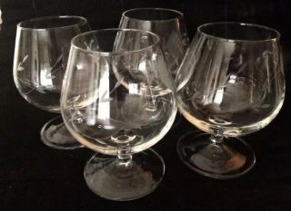 Vintage (1998) Princess House 4 Crystal Brandy Hand Etched Brandy Snifters