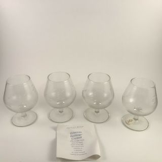 Vintage (1998) Princess House 4 Crystal Brandy Hand Etched Brandy Snifters 2