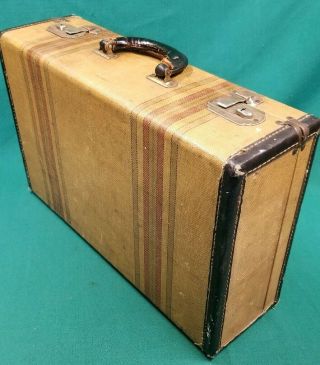 Vintage Hardshell Striped Tweed Suitcase