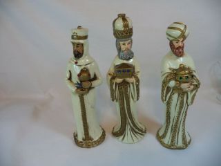 Vintage Paper Mache Christmas Set,  3 Wise Men/kings Of Orient,  Holiday/nativity