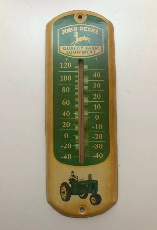 Vintage John Deere Quality Farm Equipment 12” Thermometer Metal Sign