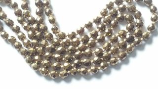 Czech Vintage Art Deco 3 Rows Gilded Faceted Glass Bead Necklace 3