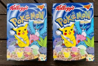 Rare 2000 Vintage Pokémon 2 Full Size Kellogg’s Cereal Boxes Limited Edition