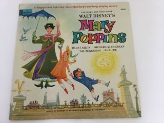 Vintage 1964 Walt Disney Vintage Mary Poppins Vinyl Lp Record Nm Booklet 3922 A