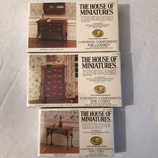 3 Vintage X - Acto House Of Miniatures Doll House Furniture Kits Wood Nos