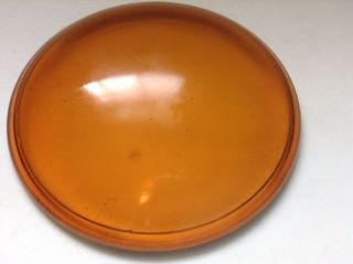 Vintage Amber Glass LENS Old 4 11/16 