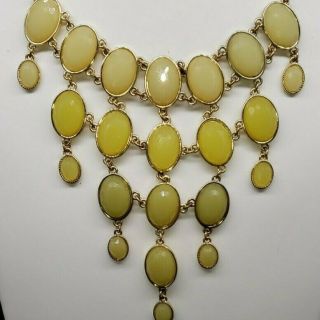 Vintage Art Deco Egyptian Revival Necklace Gold Tone Bib Statement Necklace