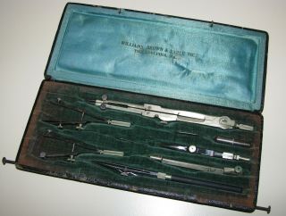 Williams,  Brown & Earle Set Of Vintage Drafting Tools With Case - Complete