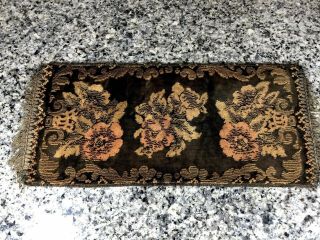 Antique 1920’s Vintage Italian Woven Velvet Small Tapestry Wall Decor Floral