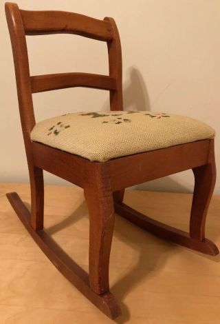 Vintage Wood Child Rocking Chair - Brown,  Flower Decoration