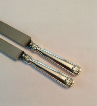 Pair (2) Tiffany Sterling Shell & Thread Table Knives 2