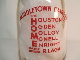 Vintage Middletown Dairy Co,  Pyro Milk Bottle Quart