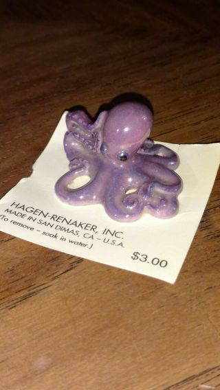 Vintage Hagen Renaker Purple Octopus Opalescent Ceramic Miniature Water Animal