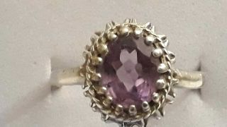Very Fine Quality Vintage Sterling Silver & Amethyst Ring Not Scrap 2.  5g Gs172