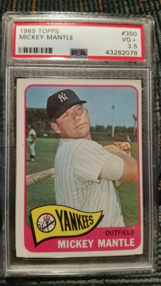 Mickey Mantle 1965 Topps 350 Psa 3.  5 Vg,  Bgs?