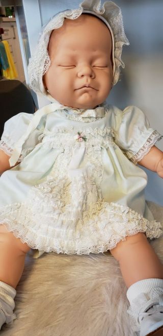 Berjusa Baby Doll Newborn Shirl - A - Lee Doll Pull String Gently Moves 22 " Vintage