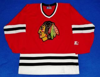 Vintage Nhl Chicago Blackhawks Starter Jersey Size L Embroidered