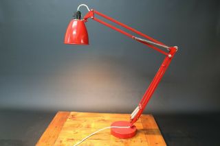 Large Angle Poise Desk Lamp Vintage 1970s Mid Century Modern Funky Retro Red