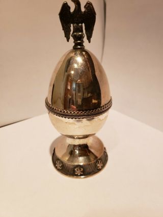 Vintage Evans Egg Table Lighter Silver Plated With Eagle Finial