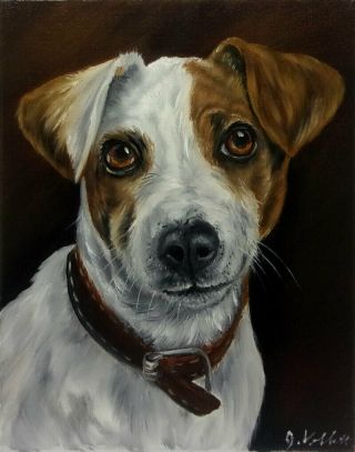 Jack Russell Dog Oil Painting Vintage Style Portrait Realism Style