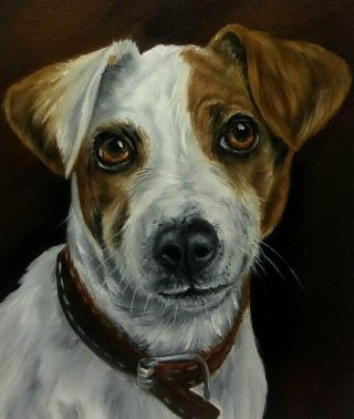 Jack Russell Dog Oil Painting Vintage Style Portrait Realism Style 2