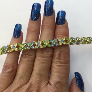 Vintage Joan Rivers Gold Tone Multi Colored Stone Floral Bracelet 7.  5 " Q573