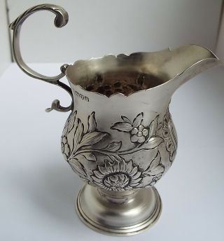 Heavy Decorative English Antique 1904 Solid Sterling Silver Cream Jug