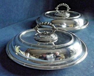 Pair Large 10 " Silver Plated Serving Dishes C1900 By James Dixon