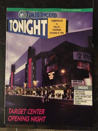 1990 Minnesota Timberwolves Game Program,  Target Center Opening Night