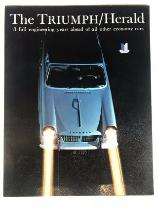Vtg 1960 Triumph Herald Car Dealer Sales Brochure Fold Out Poster