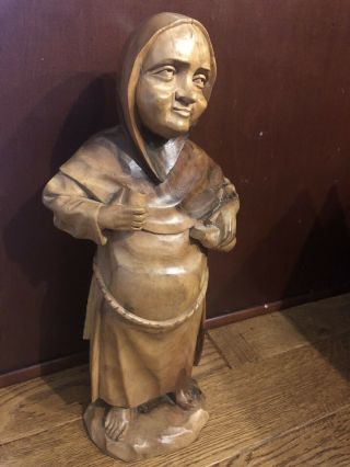 Vintage Antique Monk Hand - Carved Wood Statue Friar Tuck 16 " Religious Abbey